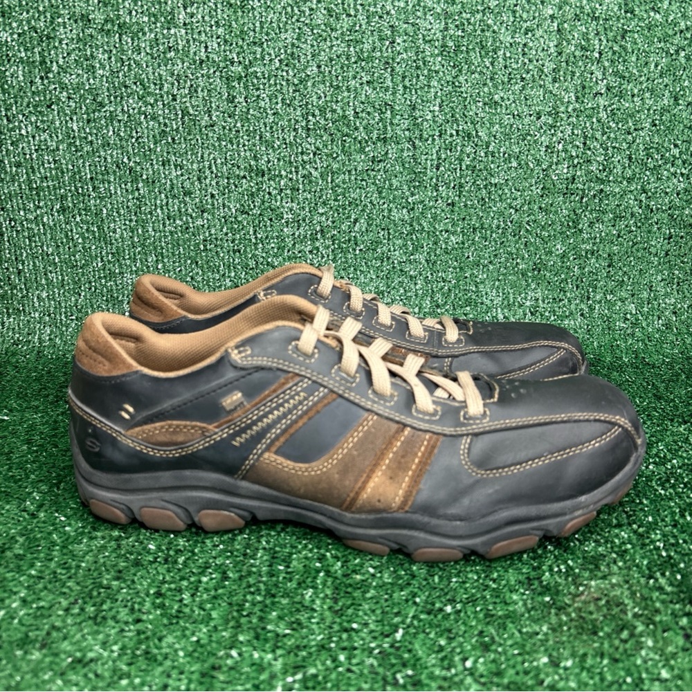 Skechers Shoes Mens Sz 13 Oxford Brown Leather Lace Up Low Top Comfort SN 64065